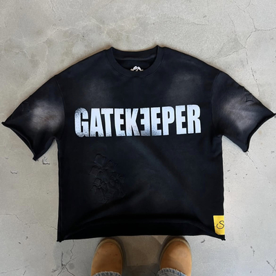 acheter T-shirt sur mesure à la moquerie sur le cou Logo T-shirt sur mesure à la moquerie sur le cou T-shirt surdimensionné 300 Gsm T-shirt à coupe pour homme T-shirt imprimé Streetwear online manufacture