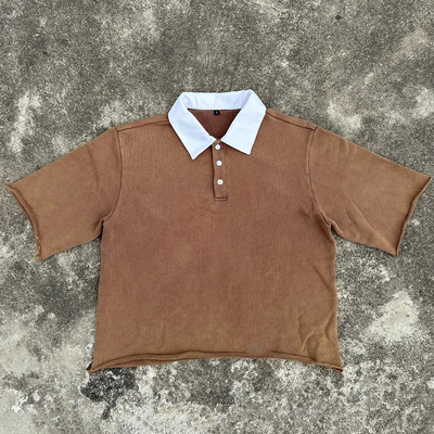 acheter Fabricant de haute qualité 100% coton Vintage Acid Wash T-Shirt découpé sur mesure Homme T-Shirt à manches courtes Polo pour hommes online manufacture