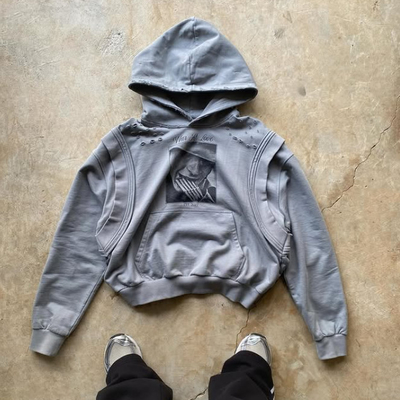 acheter 2025 Nouveau design gilet avec capuche personnalisé poids lourd 100% coton imprimé Vintage pullover lavé en détresse boîte avec capuche pour hommes online manufacture