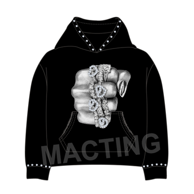 acheter Conception de votre logo de marque Vêtements de rue 100% coton 500 Gsm Poids lourd Boxy coupé Rhinestone Hoodie personnalisé online manufacture