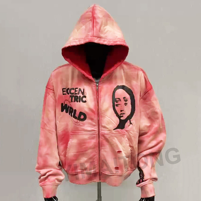 acheter Sweat à capuche délavé vintage pour homme, effet soleil, vieilli, avec grande capuche et fermeture éclair, en molleton français, style streetwear online manufacture