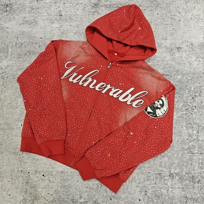 acheter Sweat-shirt à capuche surdimensionné ample et ample en diamant de luxe personnalisé, streetwear vintage, sweat à capuche lourd avec strass pour hommes online manufacture