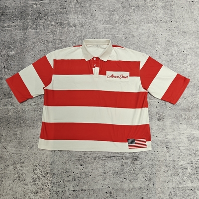acheter Rugby Retro Football Lapel T-shirt surdimensionné T-shirt découpé en boîte fabricant Bouton vers le haut 100% T-shirt polo rayé en coton online manufacture