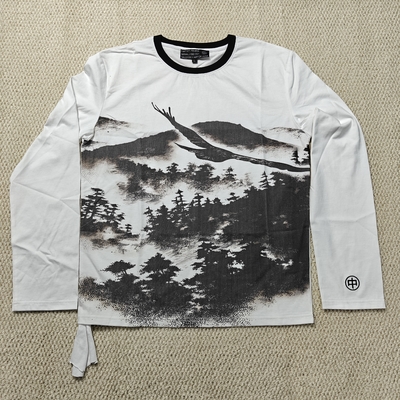acheter T-shirt à manches longues en coton 100 % épais et surdimensionné pour homme, avec impression graphique personnalisée, épaules tombantes online manufacture