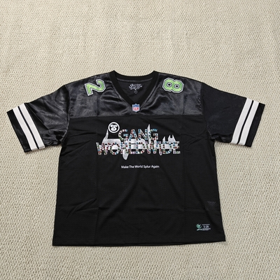acheter Logo imprimé sur écran en strass américain Retro Football Jersey Homme de haute qualité Mesh Boxy Trimé Rugby Jersey online manufacture