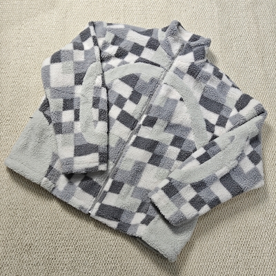 acheter Vêtements de rue personnalisés de haute qualité en hiver en patchwork en étoffe à carreaux en laine chaude en fermeture à glissière en peluche en sweat à capuche en doublure en cravate en teinture veste Sherpa online manufacture