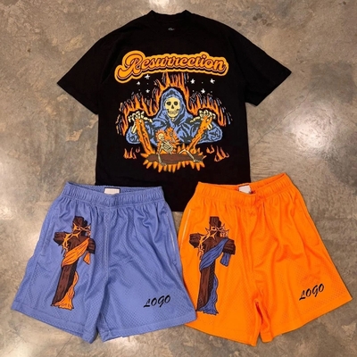 Étiquettes personnalisées Shorts en maille de 2 pièces pour hommes T-shirt et shorts personnalisés en coton 100%