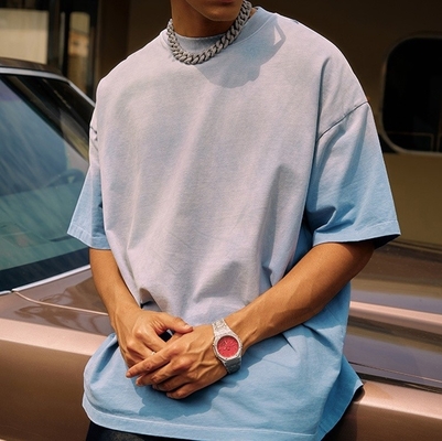 250 Gsm Vêtements de rue surdimensionnés Vintage Soleil décoloré lavage à l'acide T-shirt surdimensionné Homme