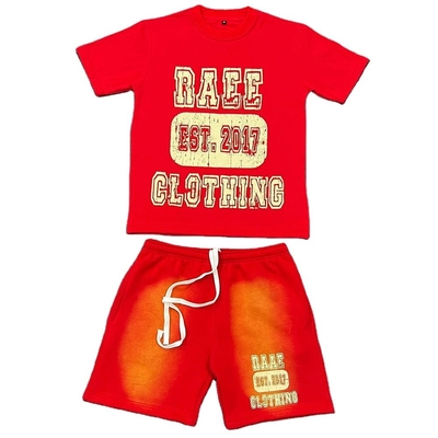 Costume de sport d'été Sweat Suit Unisexe T-shirt et shorts personnalisés pour hommes avec lavage à l'acide
