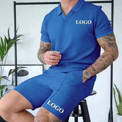 Ensemble personnalisé de maillots de sport d'été 2024 pour hommes T-shirt de polo de couleur solide et shorts à gaufres