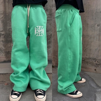 Style de rue Logo personnalisé Sweatpants lavage à l'acide avec une jambe large et droite