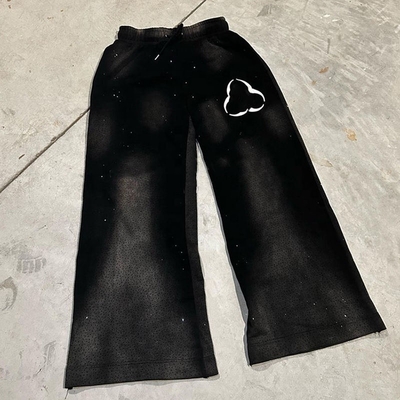 Saison printanière Pantalon en strass pour homme sur mesure surdimensionné lavage à l'acide Couper et coudre Sweatpants