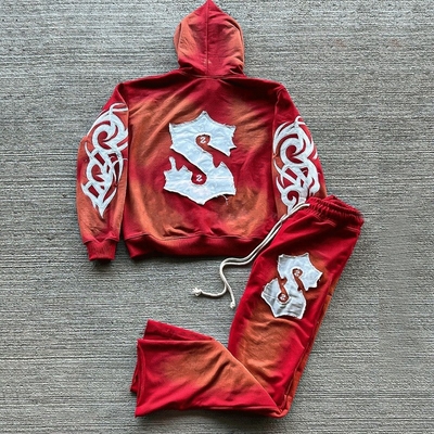 Logo de broderie colorée personnalisé 2 pièces Jogger ensemble Sweatpants élargis