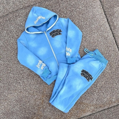 Étiquettes Unisexe Homme Hoodies Set personnalisé Full Zip Up Hoodie Sweatsuit