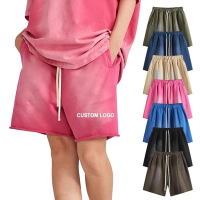 Shorts en 3D imprimés, lavés par le soleil, lavés à l'acide, 100% coton, Shorts longs pour hommes