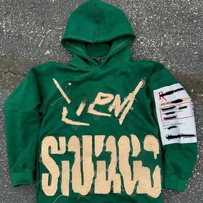 T-shirt à capuche pour hommes de 420 gsm avec broderie de patch