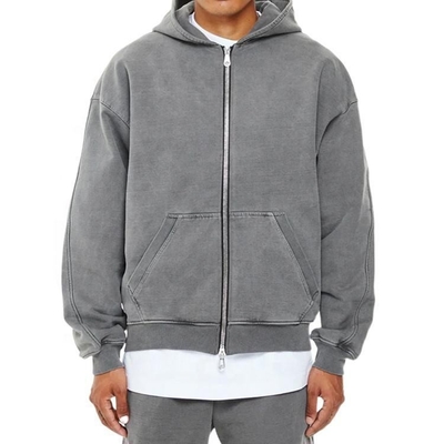 Logo personnalisé respirant Sweat 100% coton pour homme Fermeture à glissière française Terry