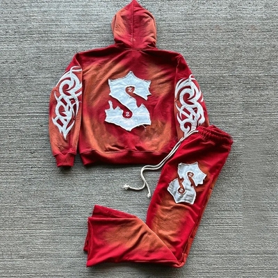 Sweatpants élargis pour hommes lavage à l'acide Soleil fané avec logo brodé sur mesure