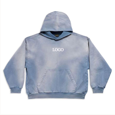 Vintage surdimensionné coupé Soleil décolorer Cravate teinture lavage à l'acide Hoodie personnalisé Streetwear Homme
