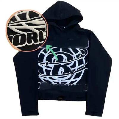 T-shirt à capuche surdimensionné à imprimés en pouf Impression graphique 3D Hommes Poids lourd 500Gsm
