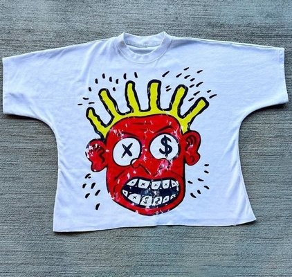 T-shirt de détresse sur mesure surdimensionné avec écorce de coton 100% coton