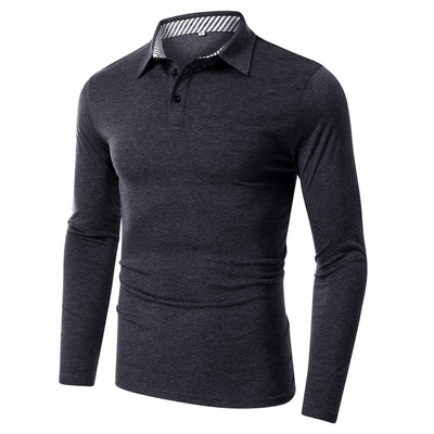 T-shirts à manches longues imprimés sur mesure 100% coton pour polo pour hommes Étiquettes personnalisées