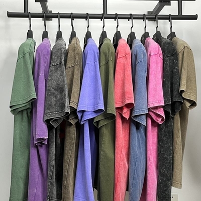 T-shirts vintage 100% coton unisexe épaule décalée T-shirt surdimensionné avec logo personnalisé