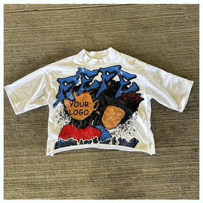 Vêtements de rue Logo personnalisé Dtg Design d'impression Manches courtes Hommes Coupe graphique et couture T-shirt à coupe