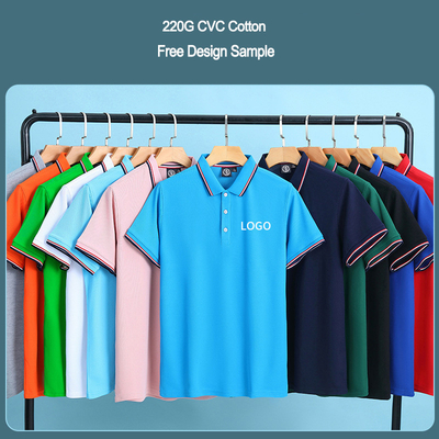 Impression à écran de soie Logo personnalisé Couleur solide Plain Blanc Prime CVC Polo Cotton