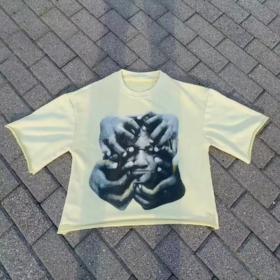 Logo personnalisé T-shirt à écran en t-shirt français de poids lourd surdimensionné coupé pour hommes