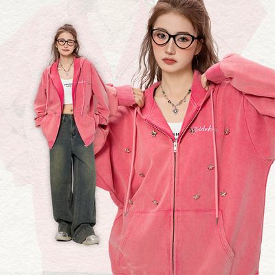 Des T-shirts sur mesure pour les filles de la génération Y2K en pierre de rhinocéros Bling Star Zip Up en S-6XL ou taille personnalisée