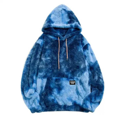 Méthode de tissage tricotée Tye-Dye Hoodies pour hommes avec la mode de faux fourrure