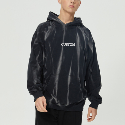 Capuche lavée sur mesure en pierre vintage, cravate teintée 3D, imprimée à l'acide, capuche lavée sur mesure