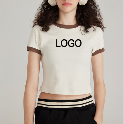 Décoration de broderie T-shirt Vintage Y2k Jeune mode contrasté Ringer Crop
