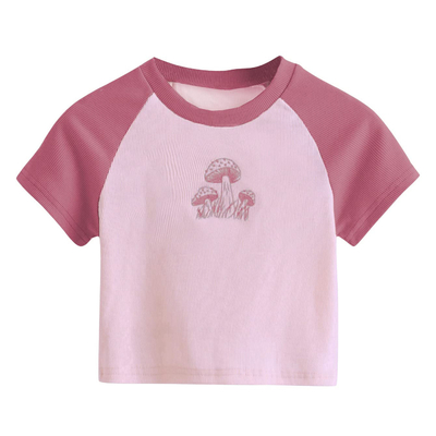 T-shirt à manches courtes pour femme à imprimerie rose