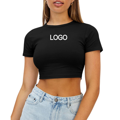 Y2K Club féminin Short Tank Top Multicolore O-colon coton T-shirt de fitness en blanc Slim Crop Top Femmes