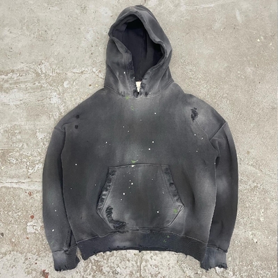 Capuchon noir à la mode pour hommes avec lavage à l'acide en coton à 100%