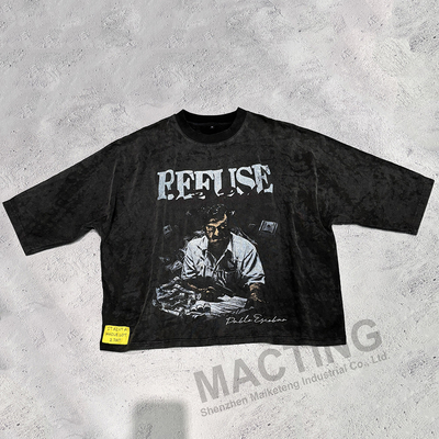 Vintage T-shirt à l'acide en noir pour hommes
