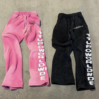 Pantalon sur mesure en sueur éclairée Pantalon décontracté en poussière éblouissante ensoleillée en imprimant en coupe de chaussure Laver à l'acide Pantalon éclairé