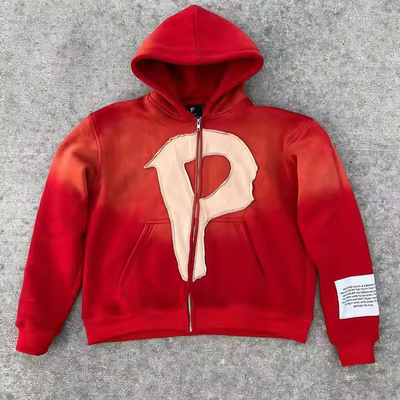 Vintage sur mesure, décoloré, surdimensionné, boîtier à capuche, à capuche, bordure appliquée.
