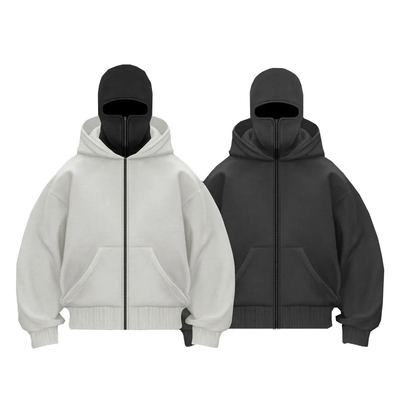Fabricant Pâtisserie en coton lourd double capuchon fermeture à glissière haute balaclava capuchons Ninja Masqué Homme Capuchon sur mesure