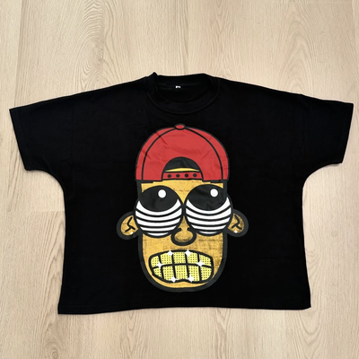 T-shirt sur mesure à la moquerie sur le cou Logo T-shirt sur mesure à la moquerie sur le cou T-shirt surdimensionné 300 Gsm T-shirt à coupe pour homme T-shirt imprimé Streetwear