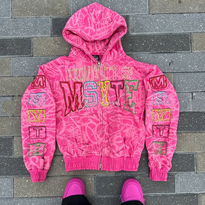 Logo personnalisé coton poids lourd partout imprimé à l'acide Lavé vintage en détresse Boxy Zip Up Hoodies pour hommes