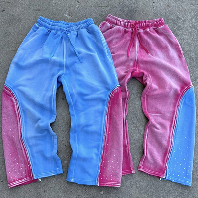 Pantalons de survêtement en coton vintage en acide pour hommes