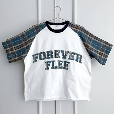 Logo de broderie personnalisé T-shirt en carton de haute qualité à rayures Raglan Manche Flannel T-shirt en coton organique surdimensionné pour hommes