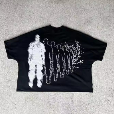 2025 personnalisé équipage graphique Cou chute épaule T-shirts poids lourd surdimensionné découpé T-shirt boxy pour hommes