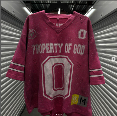 Vêtements de rue personnalisés Amérique V Col Boxy Fit T-shirt déprimé Vintage Strass surdimensionné Sports Football T-shirt Jersey