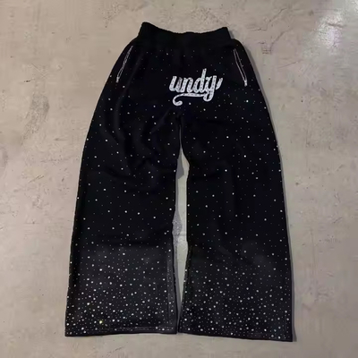 Vêtements de rue personnalisés Pantalon de jogger pour hommes Pantalon de sweat en coton poids lourd Pantalon de sweat en strass