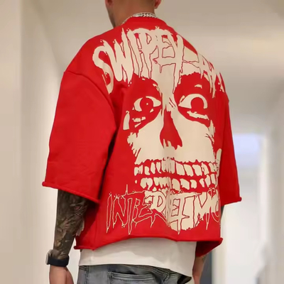 Impression graphique personnalisée Vintage lavé Poids lourd 100% coton Terry français T-shirt à taille supérieure à la taille de la boîte pour hommes