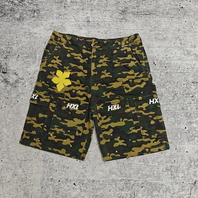 Shorts en jean en sergé de coton personnalisés, streetwear d'été, broderie de chasse, cargo camouflage, pour hommes